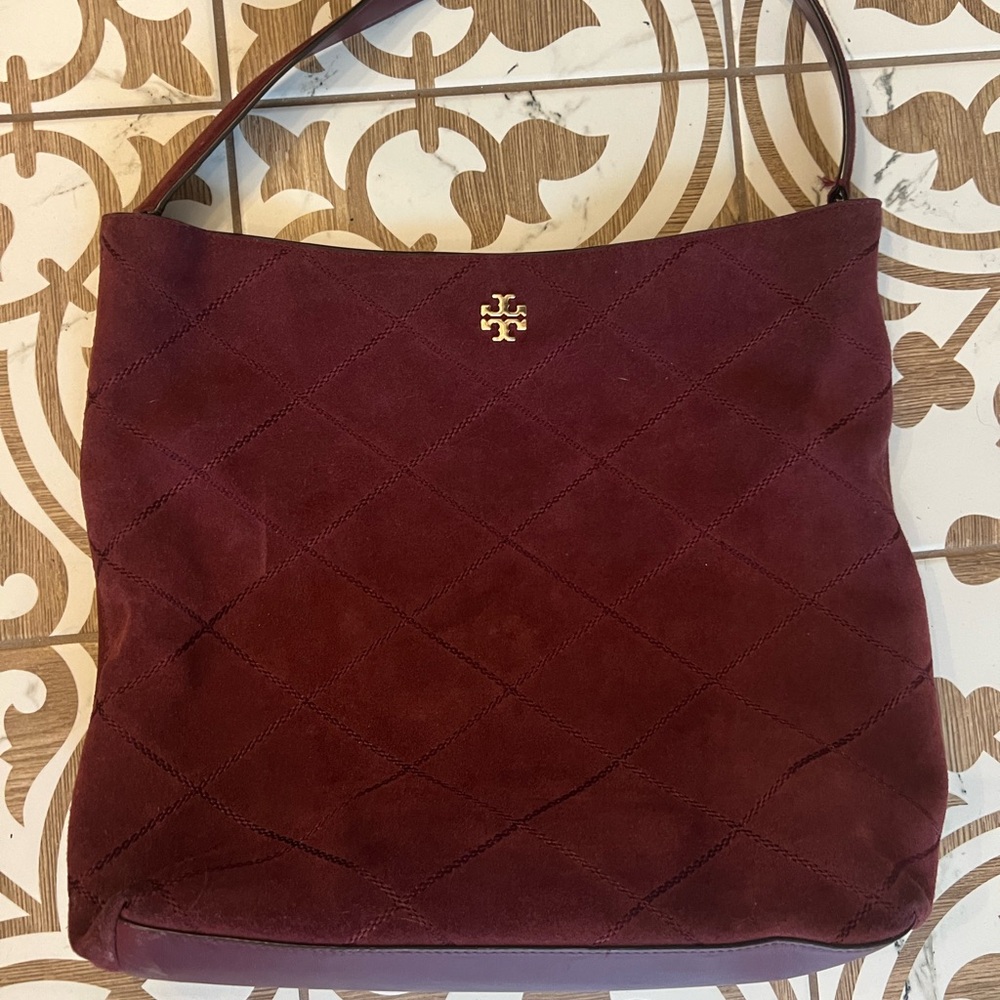 Burgandy suede Tory Burch handbag